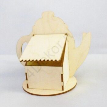Intra απο ξύλο plywood 3mm-4mm πάχος – Tea Bag House σε σχήμα τσαγιέρα 30x30 cm INTRAVECTRY-MY560383 - Image 1