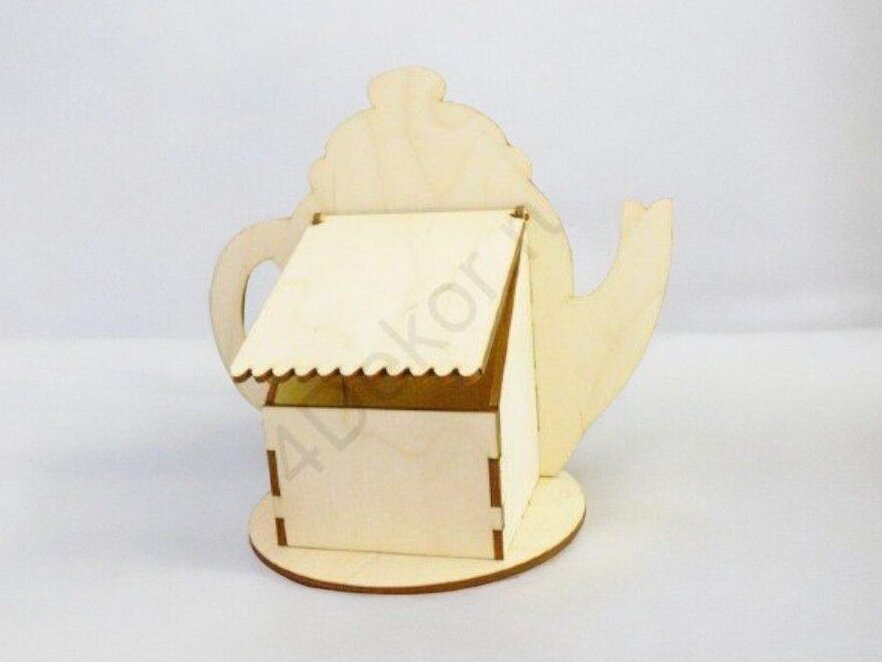 Intra απο ξύλο plywood 3mm-4mm πάχος – Tea Bag House σε σχήμα τσαγιέρα 30x30 cm INTRAVECTRY-MY542329