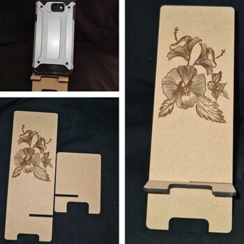 Intra απο ξύλο plywood 3mm-4mm πάχος – Θήκη κινητού τηλεφώνου με χαρακτικό λουλουδιών 15x20 cm INTRAVECTRY-MY542332 - Image 1