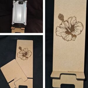 Intra απο ξύλο plywood 3mm-4mm πάχος – Θήκη κινητού τηλεφώνου με Χαρακτική λουλουδιών ιβίσκου 12x15 cm INTRAVECTRY-MY543004
