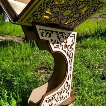 Intra απο ξύλο plywood 3mm-4mm πάχος – Διακοσμητικό κουτί Ιερού Κορανίου με Rehal 20x25 cm INTRAVECTRY-MY546951 - Image 1