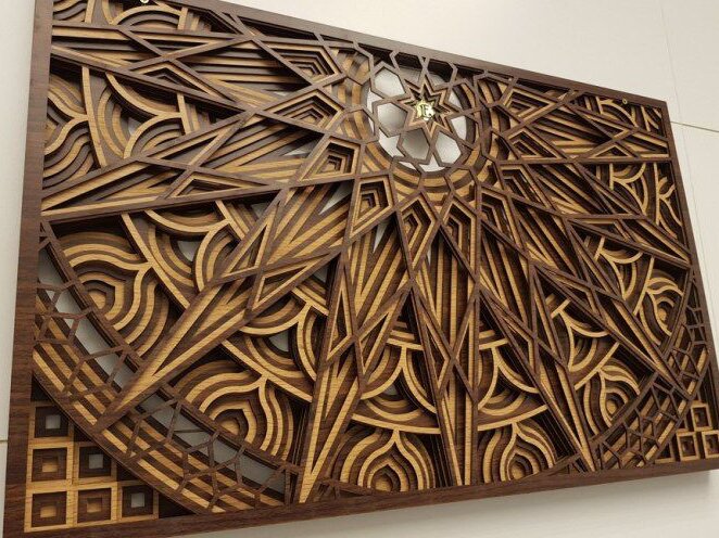 Intra απο ξύλο plywood 3mm-4mm πάχος – Διακόσμηση τοίχου από ξύλο Mandala σε σχήμα ορθογώνιου σχήματος 15x20 cm INTRAVECTRY-MY553005