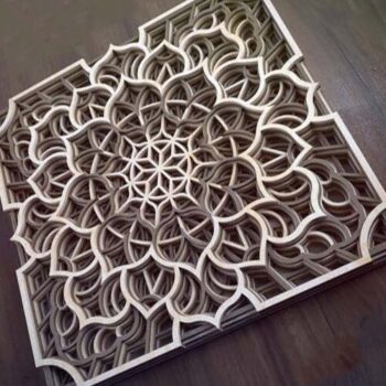 Intra απο ξύλο plywood 3mm-4mm πάχος – Τετράγωνο σχήμα Mandala Art Design 20x20 cm INTRAVECTRY-MY542877 - Image 1