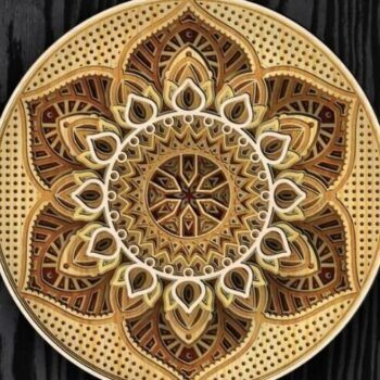 Intra απο ξύλο plywood 3mm-4mm πάχος – 3D Mandala Ξύλινη Τέχνη τοίχου 40x45 cm INTRAVECTRY-MY553008 - Image 1