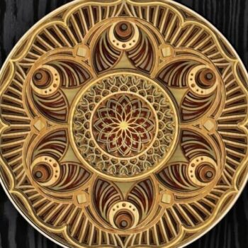 Intra απο ξύλο plywood 3mm-4mm πάχος – Διακόσμηση τοίχου Mandala με πολυστρωματικό κύκλο 30x30 cm INTRAVECTRY-MY546428 - Image 1