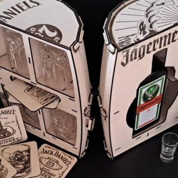 Intra απο ξύλο plywood 3mm-4mm πάχος – Jack Daniels Mini Bar Set Box 25x25 cm INTRAVECTRY-MY544534 - Image 1