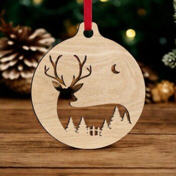 Intra απο ξύλο plywood 3mm-4mm πάχος – Ελάφια Χριστουγεννιάτικη Σκηνή Μπιχλιμπίδι 25x30 cm INTRAVECTRY-MY542397 - Image 1