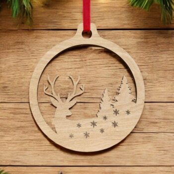 Intra απο ξύλο plywood 3mm-4mm πάχος – Χριστουγεννιάτικο μπιχλιμπίδι ελαφιών και δέντρων 12x15 cm INTRAVECTRY-MY542398 - Image 2