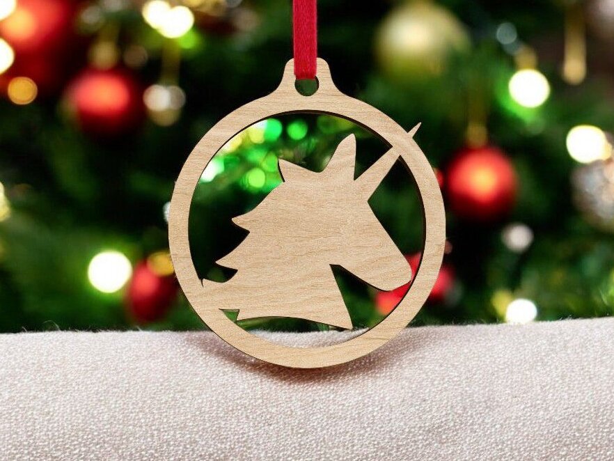 Intra απο ξύλο plywood 3mm-4mm πάχος – Ξύλινο χριστουγεννιάτικο μπιχλιμπίδι μονόκερου 30x35 cm INTRAVECTRY-MY542670