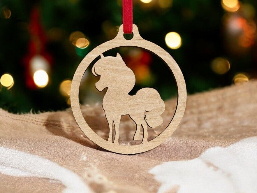 Intra απο ξύλο plywood 3mm-4mm πάχος – Διακόσμηση Χριστουγεννιάτικου Δέντρου Μονόκερος 40x40 cm INTRAVECTRY-MY546497