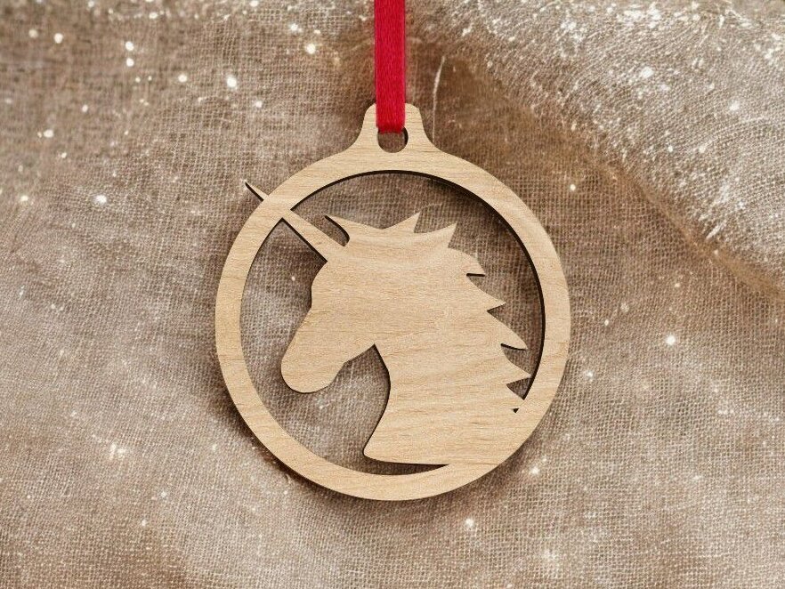 Intra απο ξύλο plywood 3mm-4mm πάχος – Διακοσμητικό Μονόκερος Χριστουγεννιάτικη Μπάλα στολίδι 35x40 cm INTRAVECTRY-MY553083