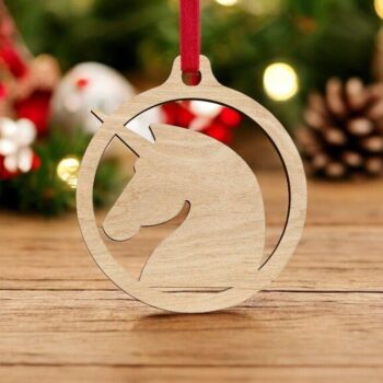 Intra απο ξύλο plywood 3mm-4mm πάχος – Χριστουγεννιάτικο μπιχλιμπίδι κεφαλιού Unicorn 50x60 cm INTRAVECTRY-MY545238 - Image 1