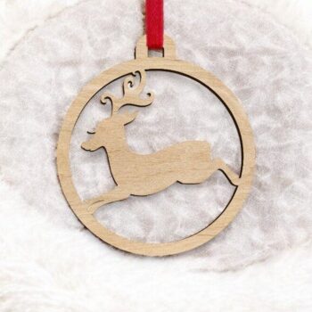 Intra απο ξύλο plywood 3mm-4mm πάχος – Τρέχοντας ελάφια Χριστουγεννιάτικη μπάλα 40x40 cm INTRAVECTRY-MY549333 - Image 1