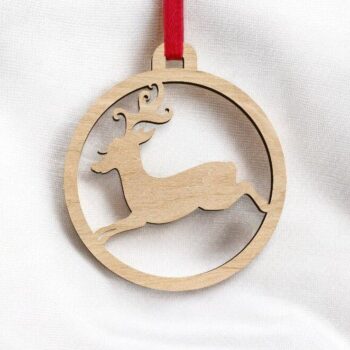 Intra απο ξύλο plywood 3mm-4mm πάχος – Τρέχοντας ελάφια Χριστουγεννιάτικη μπάλα 40x40 cm INTRAVECTRY-MY549333 - Image 2