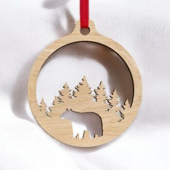 Intra απο ξύλο plywood 3mm-4mm πάχος – Bear in Woods Χριστουγεννιάτικο δέντρο μπιχλιμπίδι 20x20 cm INTRAVECTRY-MY549818 - Image 2