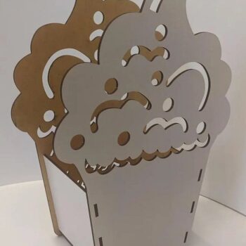 Intra απο ξύλο plywood 3mm-4mm πάχος – Καλάθι θήκης Cupcake Flower Bouquet 10x10 cm INTRAVECTRY-MY547194 - Image 2