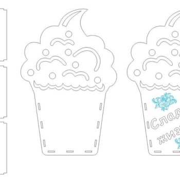 Intra απο ξύλο plywood 3mm-4mm πάχος – Καλάθι θήκης Cupcake Flower Bouquet 10x10 cm INTRAVECTRY-MY547194 - Image 5