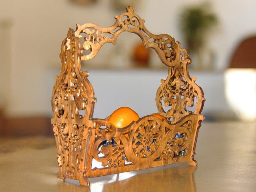 Intra απο ξύλο plywood 3mm-4mm πάχος – Scroll Saw μοτίβο Καλάθι με φρούτα 25x25 cm INTRAVECTRY-MY542840