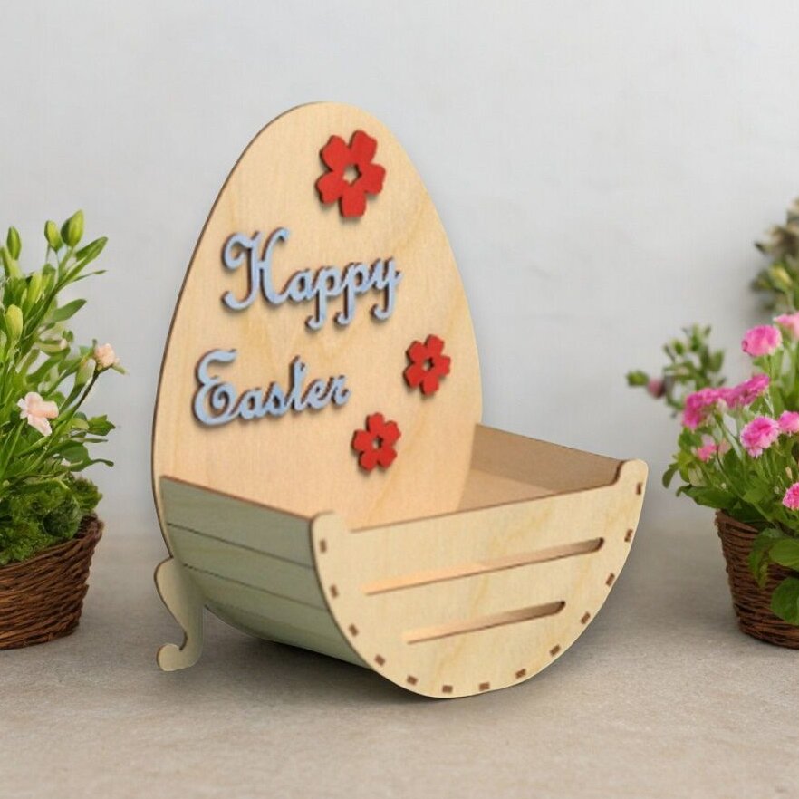 Intra απο ξύλο plywood 3mm-4mm πάχος – Ξύλινο καλάθι πασχαλινών αυγών 10x10 cm INTRAVECTRY-MY554158 - Image 2