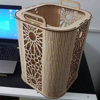 Intra απο ξύλο plywood 3mm-4mm πάχος – ξύλο Ζωντανού Μεντεσέ Καλάθι Σκουπιδιών 20x20 cm INTRAVECTRY-MY558066 - Image 2