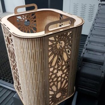 Intra απο ξύλο plywood 3mm-4mm πάχος – ξύλο Ζωντανού Μεντεσέ Καλάθι Σκουπιδιών 20x20 cm INTRAVECTRY-MY558066 - Image 4