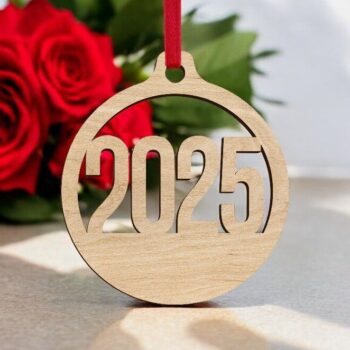 Intra απο ξύλο plywood 3mm-4mm πάχος – 2025 Στολίδι με μπιχλιμπίδι 30x30 cm INTRAVECTRY-MY559468 - Image 1