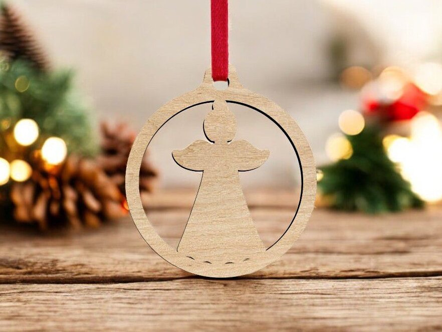 Intra απο ξύλο plywood 3mm-4mm πάχος – Στολίδι με μπάλα μικρού αγγέλου 30x35 cm INTRAVECTRY-MY551435