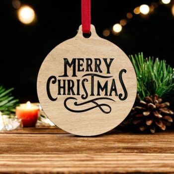 Intra απο ξύλο plywood 3mm-4mm πάχος – Καλά Χριστούγεννα Μπιχλιμπίδι 20x25 cm INTRAVECTRY-MY542659 - Image 2