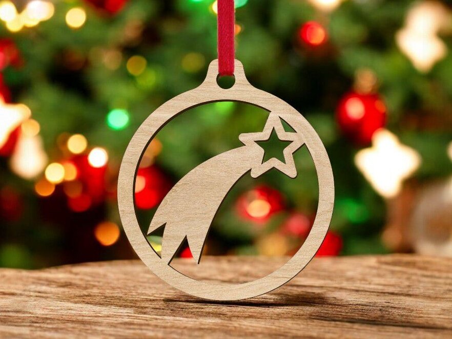 Intra απο ξύλο plywood 3mm-4mm πάχος – Χριστουγεννιάτικο στολίδι με αστέρι Bethlehem 30x35 cm INTRAVECTRY-MY542448