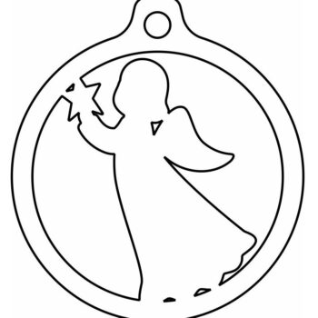 Intra απο ξύλο plywood 3mm-4mm πάχος – Μωρό άγγελος με χριστουγεννιάτικο μπιχλιμπίδι αστεριών 40x45 cm INTRAVECTRY-MY542683 - Image 3