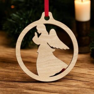 Intra απο ξύλο plywood 3mm-4mm πάχος – Χριστουγεννιάτικο στολίδι αγγέλου 10x10 cm INTRAVECTRY-MY550591