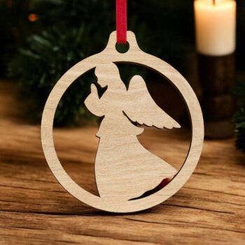 Intra απο ξύλο plywood 3mm-4mm πάχος – Χριστουγεννιάτικο στολίδι αγγέλου 20x20 cm INTRAVECTRY-MY542648 - Image 1