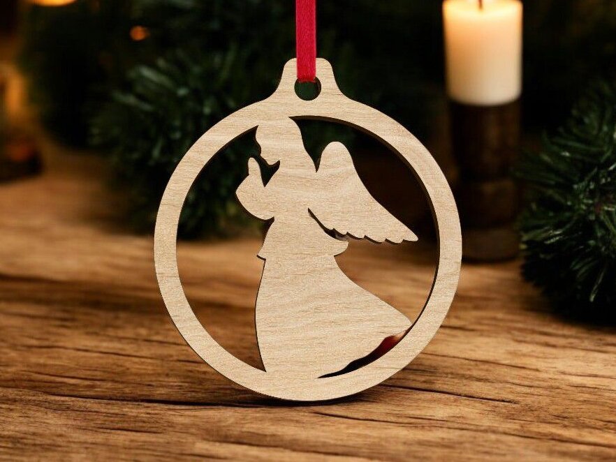 Intra απο ξύλο plywood 3mm-4mm πάχος – Χριστουγεννιάτικο στολίδι αγγέλου 40x45 cm INTRAVECTRY-MY542450