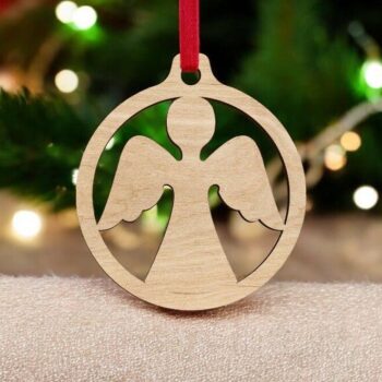 Intra απο ξύλο plywood 3mm-4mm πάχος – Μπιχλιμπίδι χριστουγεννιάτικου δέντρου χειμερινού αγγέλου 40x45 cm INTRAVECTRY-MY542649 - Image 1