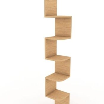 Intra απο ξύλο plywood 3mm-4mm πάχος – Πλωτό γωνιακό ράφι 5 επιπέδων ζιγκ-ζαγκ για ξύλο σαλονιού 12x15 cm INTRAVECTRY-MY557113 - Image 2