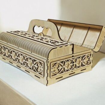 Intra απο ξύλο plywood 3mm-4mm πάχος – Κουτί κρασιού δώρου για δύο μπουκάλια 30x35 cm INTRAVECTRY-MY544116 - Image 1