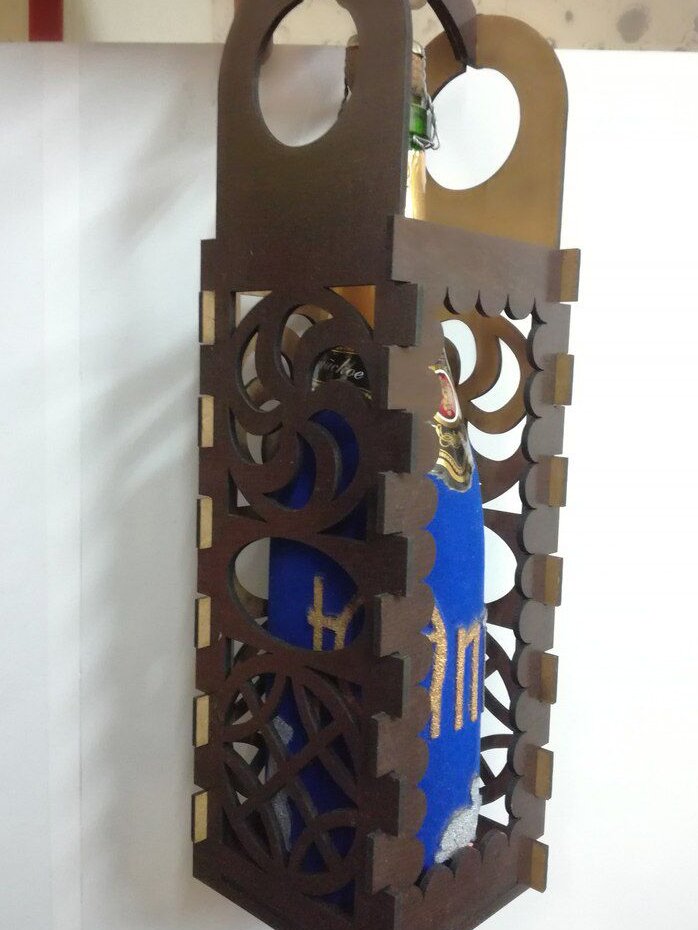 Intra απο ξύλο plywood 3mm-4mm πάχος – Διακοσμητικό κουτί δώρου κρασιού μονό μπουκάλι 20x20 cm INTRAVECTRY-MY544773