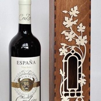 Intra απο ξύλο plywood 3mm-4mm πάχος – Ξύλινο κουτί δώρου για κρασί με φλοράλ μοτίβο ξύλο 50x60 cm INTRAVECTRY-MY544040 - Image 1