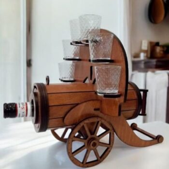 Intra απο ξύλο plywood 3mm-4mm πάχος – Πολυβόλο Minibar Μπουκάλι και Γυάλινη Θήκη 40x45 cm INTRAVECTRY-MY547187 - Image 1