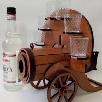 Intra απο ξύλο plywood 3mm-4mm πάχος – Πολυβόλο Minibar Μπουκάλι και Γυάλινη Θήκη 40x45 cm INTRAVECTRY-MY547187 - Image 2