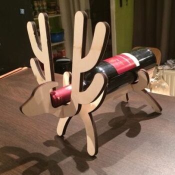 Intra απο ξύλο plywood 3mm-4mm πάχος – ξύλο θήκης φιάλης κρασιού με ένα ζώο ελάφι 20x25 cm INTRAVECTRY-MY542511 - Image 1