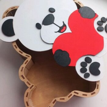 Intra απο ξύλο plywood 3mm-4mm πάχος – Κουτί δώρου Teddy Bear 20x25 cm INTRAVECTRY-MY547001 - Image 3