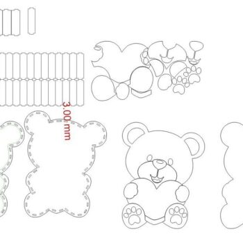 Intra απο ξύλο plywood 3mm-4mm πάχος – Κουτί δώρου Teddy Bear 20x25 cm INTRAVECTRY-MY547001 - Image 4