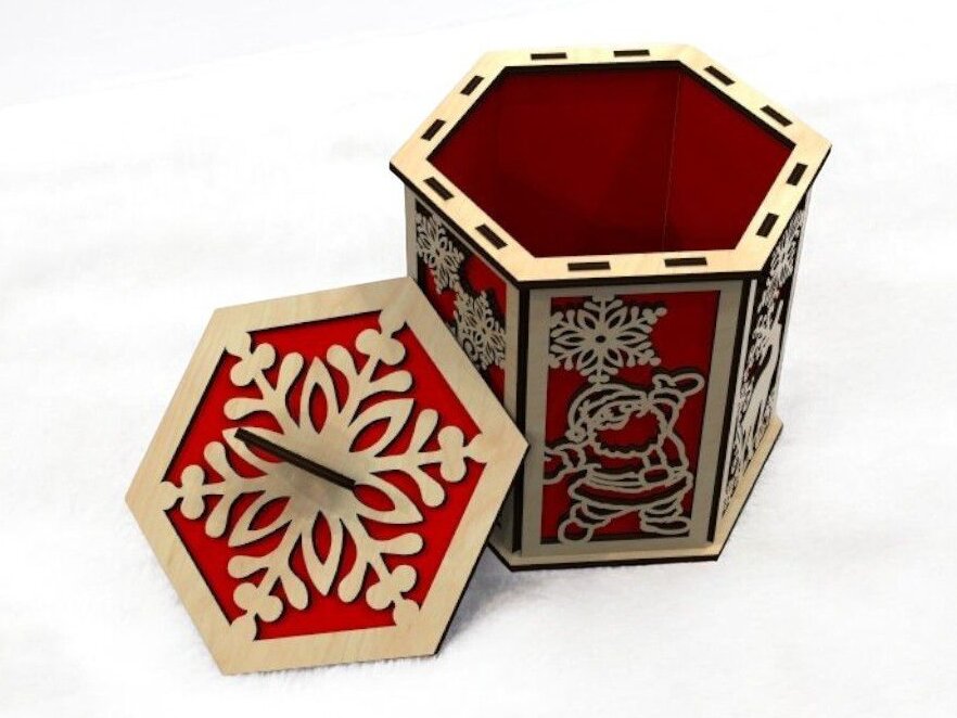 Intra απο ξύλο plywood 3mm-4mm πάχος – Διακοσμητικό χριστουγεννιάτικο κουτί δώρου 25x30 cm INTRAVECTRY-MY556745