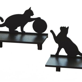 Intra απο ξύλο plywood 3mm-4mm πάχος – Παίζοντας ράφι τοίχου Cat για διακόσμηση σπιτιού 40x40 cm INTRAVECTRY-MY543112 - Image 1