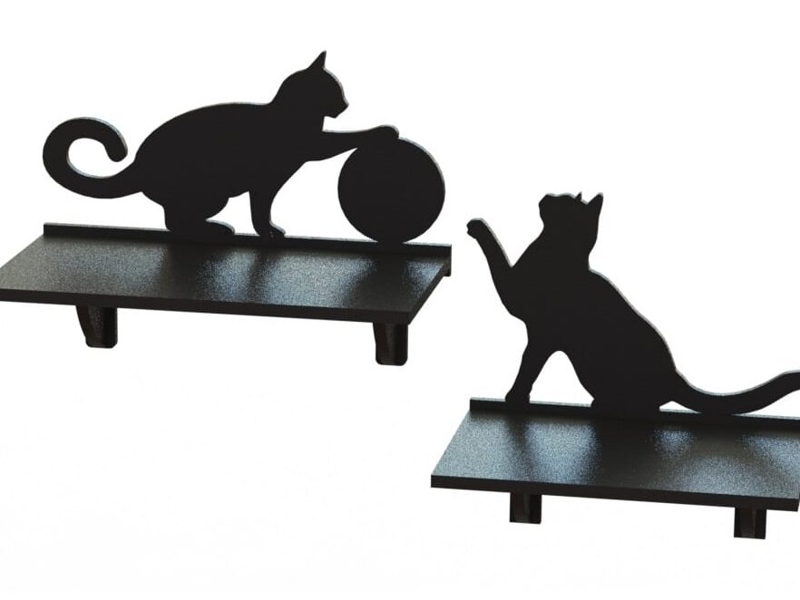 Intra απο ξύλο plywood 3mm-4mm πάχος – Παίζοντας ράφι τοίχου Cat για διακόσμηση σπιτιού 40x40 cm INTRAVECTRY-MY543006