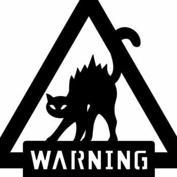 Intra απο ξύλο plywood 3mm-4mm πάχος – Προειδοποιητικό σημάδι τρομακτικής γάτας 10x10 cm INTRAVECTRY-MY542557 - Image 3