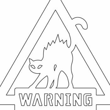 Intra απο ξύλο plywood 3mm-4mm πάχος – Προειδοποιητικό σημάδι τρομακτικής γάτας 10x10 cm INTRAVECTRY-MY542557 - Image 4