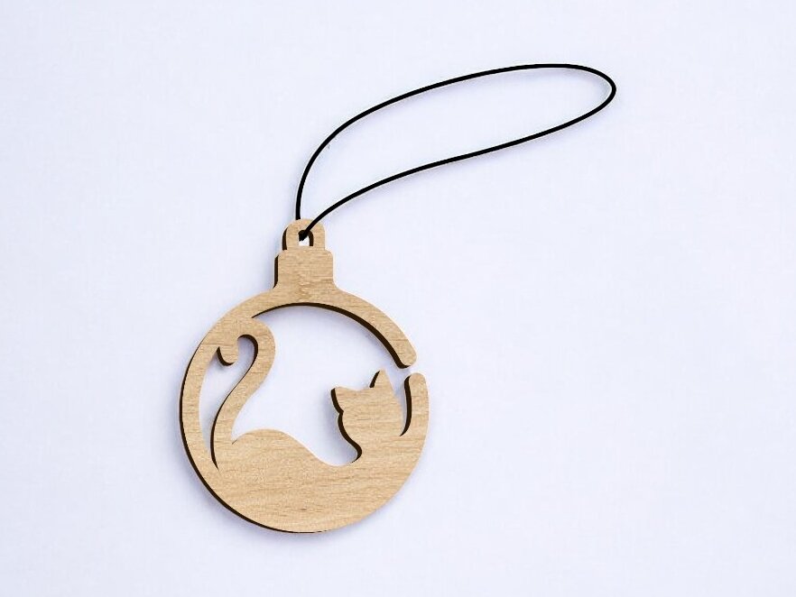 Intra απο ξύλο plywood 3mm-4mm πάχος – Χριστουγεννιάτικο στολίδι γάτας για χειροτεχνία 20x25 cm INTRAVECTRY-MY553436