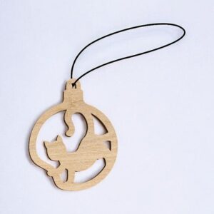 Intra απο ξύλο plywood 3mm-4mm πάχος – Ξύλινη διακόσμηση χριστουγεννιάτικου δέντρου γάτας 10x10 cm INTRAVECTRY-MY550152